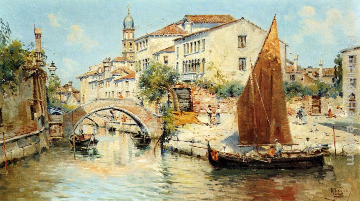 Venetian Canal Scene - Pic 2 painting - Antonio Reyna Venetian Canal Scene - Pic 2 art painting